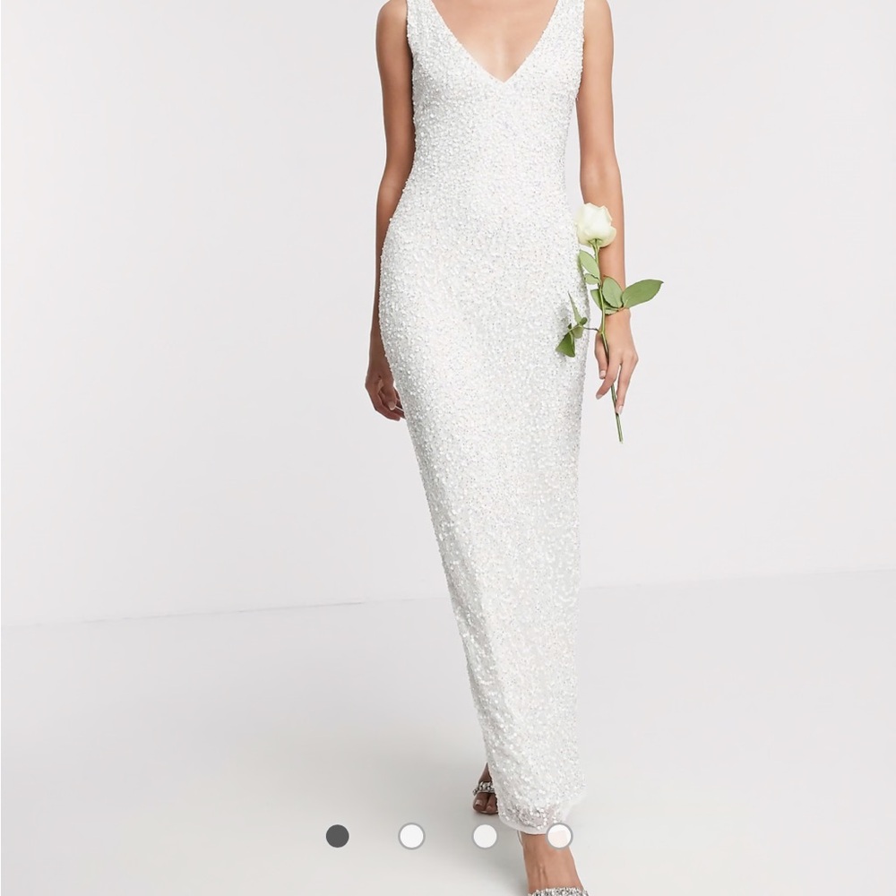 Beauut Bridal Embellished Sleek Maxi Dress Ivory Size 6 NWT